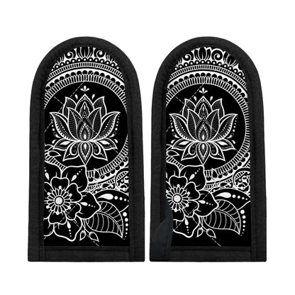 Black And White Lotus Flower Print Skillet Handle Cover