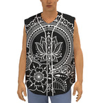 Black And White Lotus Flower Print Sleeveless Baseball Jersey