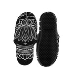 Black And White Lotus Flower Print Slippers