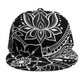 Black And White Lotus Flower Print Snapback Cap