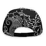 Black And White Lotus Flower Print Snapback Cap