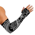 Black And White Lotus Flower Print Sun Protection Arm Sleeves