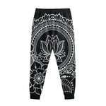 Black And White Lotus Flower Print Sweatpants