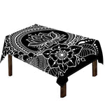 Black And White Lotus Flower Print Tablecloth