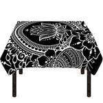 Black And White Lotus Flower Print Tablecloth