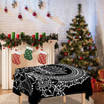 Black And White Lotus Flower Print Tablecloth