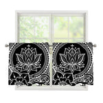 Black And White Lotus Flower Print Tier Curtains