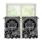 Black And White Lotus Flower Print Tier Curtains