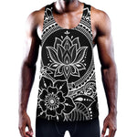 Black And White Lotus Flower Print Training Tank Top