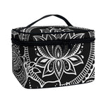 Black And White Lotus Flower Print Travel Makeup Bag