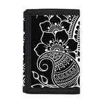 Black And White Lotus Flower Print Trifold Wallet