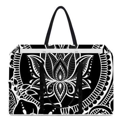 Black And White Lotus Flower Print Utility Tote Bag