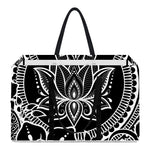Black And White Lotus Flower Print Utility Tote Bag