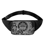 Black And White Lotus Flower Print Waist Bag