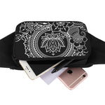 Black And White Lotus Flower Print Waist Bag