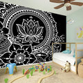 Black And White Lotus Flower Print Wall Sticker