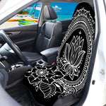 Black And White Lotus Flower Print Waterproof Car Seat Cover