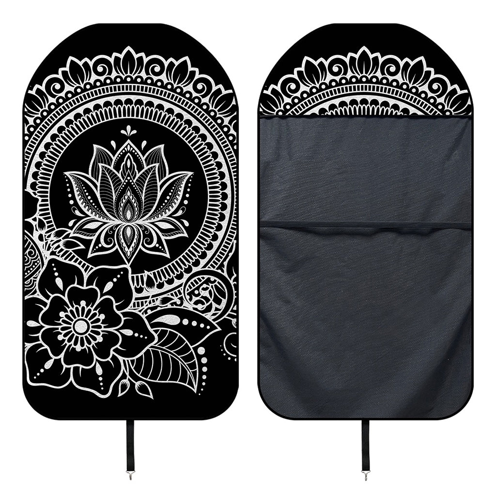Black And White Lotus Flower Print Waterproof Car Seat Cover