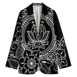 Black And White Lotus Flower Print Women's Blazer