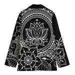 Black And White Lotus Flower Print Women's Blazer