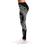 Black And White Lotus Flower Print Women's Leggings