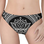 Black And White Lotus Flower Print Women's Thong