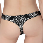Black And White Lotus Flower Print Women's Thong