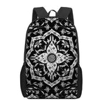 Black And White Lotus Mandala Print 17 Inch Backpack