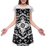 Black And White Lotus Mandala Print Adjustable Apron