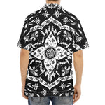 Black And White Lotus Mandala Print Aloha Shirt
