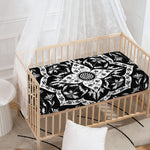 Black And White Lotus Mandala Print Baby Crib Sheet