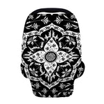 Black And White Lotus Mandala Print Baby Seat Cover