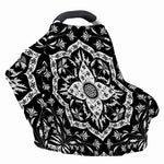 Black And White Lotus Mandala Print Baby Seat Cover