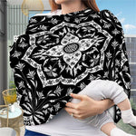 Black And White Lotus Mandala Print Baby Seat Cover