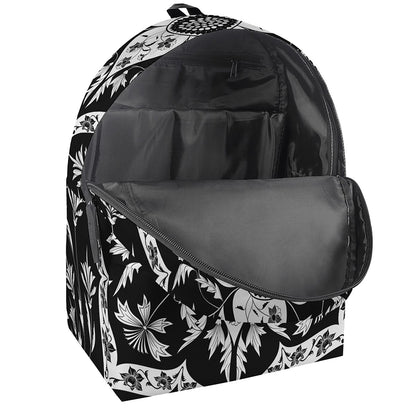 Black And White Lotus Mandala Print Backpack