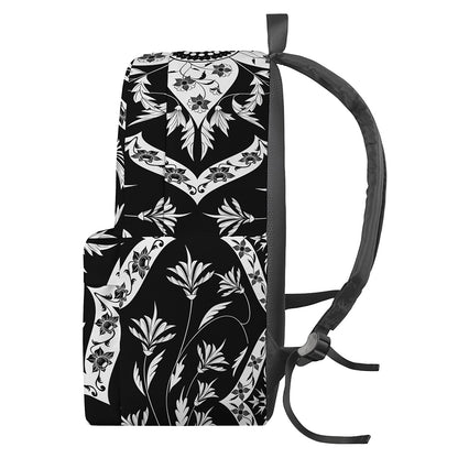 Black And White Lotus Mandala Print Backpack
