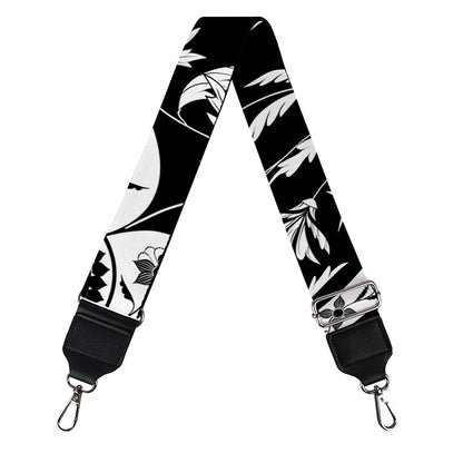 Black And White Lotus Mandala Print Bag Strap