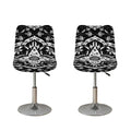 Black And White Lotus Mandala Print Bar Stool Covers