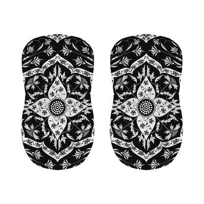 Black And White Lotus Mandala Print Bar Stool Covers
