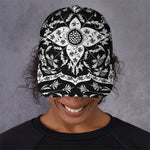 Black And White Lotus Mandala Print Baseball Cap