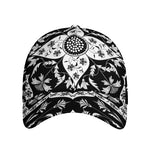 Black And White Lotus Mandala Print Baseball Cap