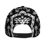 Black And White Lotus Mandala Print Baseball Cap