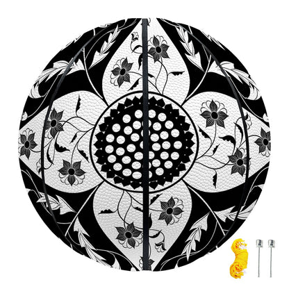 Black And White Lotus Mandala Print Basketball