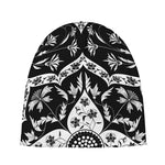 Black And White Lotus Mandala Print Beanie