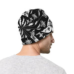 Black And White Lotus Mandala Print Beanie