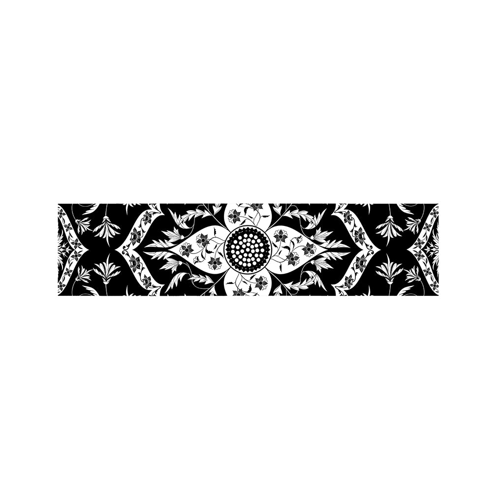 Black And White Lotus Mandala Print Bed Runner