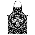 Black And White Lotus Mandala Print Bib Apron With Pocket