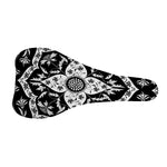 Black And White Lotus Mandala Print Bicycle Seat Cover