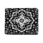 Black And White Lotus Mandala Print Bifold Wallet
