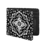 Black And White Lotus Mandala Print Bifold Wallet